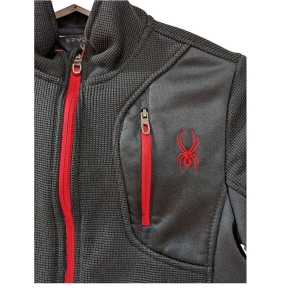 SPYDER Kids Unisex Black & Red Textured Full Zip Jacket Size S 7/8 - Picture 5 of 9